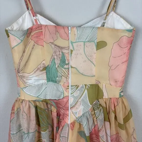 The Dolls House Dolce Dress Medium Boho Sexy Floral Chiffon Corset Bodice Pastel - Picture 7 of 9